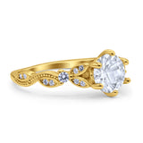 Vintage Style Round Bridal Wedding Engagement Ring Marquise Design Simulated Cubic Zirconia 925 Sterling Silver