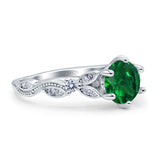 Vintage Style Round Bridal Wedding Engagement Ring Marquise Design Simulated Cubic Zirconia 925 Sterling Silver