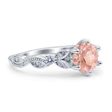 Vintage Style Round Bridal Wedding Engagement Ring Marquise Design Simulated Cubic Zirconia 925 Sterling Silver