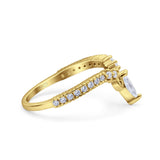 Curved Contour Half Eternity Art Deco Marquise Engagement Band Ring Simulated Cubic Zirconia 925 Sterling Silver