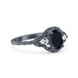 Art Deco Oval Vintage Style Bridal Wedding Engagement Ring Simulated Cubic Zirconia 925 Sterling Silver