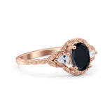 Art Deco Oval Vintage Style Bridal Wedding Engagement Ring Simulated Cubic Zirconia 925 Sterling Silver