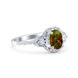 Art Deco Oval Vintage Style Bridal Wedding Engagement Ring Simulated Cubic Zirconia 925 Sterling Silver
