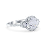 Art Deco Oval Vintage Style Bridal Wedding Engagement Ring Simulated Cubic Zirconia 925 Sterling Silver