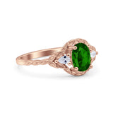 Art Deco Oval Vintage Style Bridal Wedding Engagement Ring Simulated Cubic Zirconia 925 Sterling Silver
