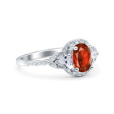 Art Deco Oval Vintage Style Bridal Wedding Engagement Ring Simulated Cubic Zirconia 925 Sterling Silver