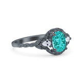 Art Deco Oval Vintage Style Bridal Wedding Engagement Ring Simulated Cubic Zirconia 925 Sterling Silver