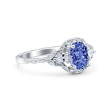 Art Deco Oval Vintage Style Bridal Wedding Engagement Ring Simulated Cubic Zirconia 925 Sterling Silver