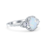 Art Deco Oval Vintage Style Bridal Wedding Engagement Ring Simulated Cubic Zirconia 925 Sterling Silver