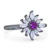 Art Deco Wedding Engagement Bridal Ring Marquise Round Simulated Cubic Zirconia 925 Sterling Silver