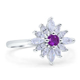 Art Deco Wedding Engagement Bridal Ring Marquise Round Simulated Cubic Zirconia 925 Sterling Silver