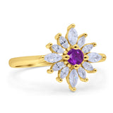 Art Deco Wedding Engagement Bridal Ring Marquise Round Simulated Cubic Zirconia 925 Sterling Silver