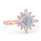 Art Deco Wedding Engagement Bridal Ring Marquise Round Simulated Cubic Zirconia 925 Sterling Silver