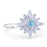 Art Deco Wedding Engagement Bridal Ring Marquise Round Simulated Cubic Zirconia 925 Sterling Silver