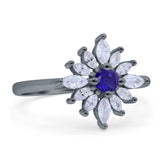 Art Deco Wedding Engagement Bridal Ring Marquise Round Simulated Cubic Zirconia 925 Sterling Silver