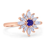 Art Deco Wedding Engagement Bridal Ring Marquise Round Simulated Cubic Zirconia 925 Sterling Silver
