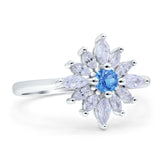 Art Deco Wedding Engagement Bridal Ring Marquise Round Simulated Cubic Zirconia 925 Sterling Silver