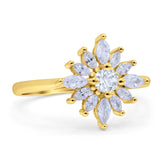 Art Deco Wedding Engagement Bridal Ring Marquise Round Simulated Cubic Zirconia 925 Sterling Silver