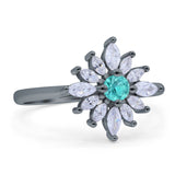 Art Deco Wedding Engagement Bridal Ring Marquise Round Simulated Cubic Zirconia 925 Sterling Silver