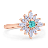 Art Deco Wedding Engagement Bridal Ring Marquise Round Simulated Cubic Zirconia 925 Sterling Silver