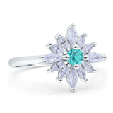 Art Deco Wedding Engagement Bridal Ring Marquise Round Simulated Cubic Zirconia 925 Sterling Silver