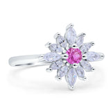 Art Deco Wedding Engagement Bridal Ring Marquise Round Simulated Cubic Zirconia 925 Sterling Silver