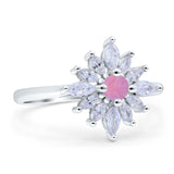 Art Deco Wedding Engagement Bridal Ring Marquise Round Simulated Cubic Zirconia 925 Sterling Silver