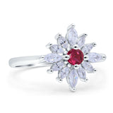 Art Deco Wedding Engagement Bridal Ring Marquise Round Simulated Cubic Zirconia 925 Sterling Silver