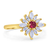 Art Deco Wedding Engagement Bridal Ring Marquise Round Simulated Cubic Zirconia 925 Sterling Silver