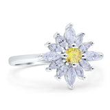 Art Deco Wedding Engagement Bridal Ring Marquise Round Simulated Cubic Zirconia 925 Sterling Silver