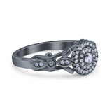 Art Deco Vintage Style Wedding Engagement Ring Band Round Simulated Cubic Zirconia 925 Sterling Silver