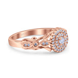 Art Deco Vintage Style Wedding Engagement Ring Band Round Simulated Cubic Zirconia 925 Sterling Silver