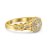 Art Deco Vintage Style Wedding Engagement Ring Band Round Simulated Cubic Zirconia 925 Sterling Silver