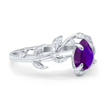 Art Deco Leaves Pear Vintage Style Bridal Wedding Engagement Ring Round Simulated Cubic Zirconia 925 Sterling Silver