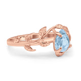 Art Deco Leaves Pear Vintage Style Bridal Wedding Engagement Ring Round Simulated Cubic Zirconia 925 Sterling Silver