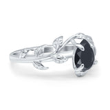 Art Deco Leaves Pear Vintage Style Bridal Wedding Engagement Ring Round Simulated Cubic Zirconia 925 Sterling Silver