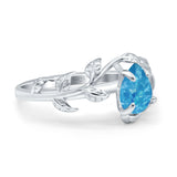 Art Deco Leaves Pear Vintage Style Bridal Wedding Engagement Ring Round Simulated Cubic Zirconia 925 Sterling Silver