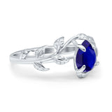 Art Deco Leaves Pear Vintage Style Bridal Wedding Engagement Ring Round Simulated Cubic Zirconia 925 Sterling Silver