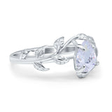 Art Deco Leaves Pear Vintage Style Bridal Wedding Engagement Ring Round Simulated Cubic Zirconia 925 Sterling Silver