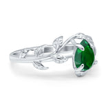 Art Deco Leaves Pear Vintage Style Bridal Wedding Engagement Ring Round Simulated Cubic Zirconia 925 Sterling Silver