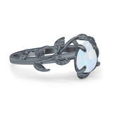 Art Deco Leaves Pear Vintage Style Bridal Wedding Engagement Ring Round Simulated Cubic Zirconia 925 Sterling Silver