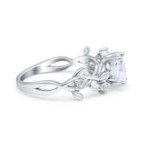 Hexagon Vintage Style Wedding Engagement Ring Round Simulated Cubic Zirconia 925 Sterling Silver