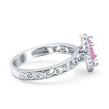 Halo Art Deco Bridal Wedding Engagement Ring Marquise Simulated Cubic Zirconia 925 Sterling Silver