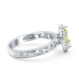 Halo Art Deco Bridal Wedding Engagement Ring Marquise Simulated Cubic Zirconia 925 Sterling Silver