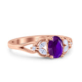 Oval Art Deco Bridal Wedding Engagement Ring Marquise Round Simulated Cubic Zirconia 925 Sterling Silver