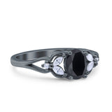 Oval Art Deco Bridal Wedding Engagement Ring Marquise Round Simulated Cubic Zirconia 925 Sterling Silver