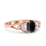 Oval Art Deco Bridal Wedding Engagement Ring Marquise Round Simulated Cubic Zirconia 925 Sterling Silver