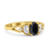 Oval Art Deco Bridal Wedding Engagement Ring Marquise Round Simulated Cubic Zirconia 925 Sterling Silver