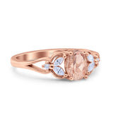 Oval Art Deco Bridal Wedding Engagement Ring Marquise Round Simulated Cubic Zirconia 925 Sterling Silver