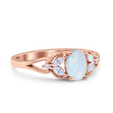 Oval Art Deco Bridal Wedding Engagement Ring Marquise Round Simulated Cubic Zirconia 925 Sterling Silver